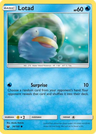 Lotad 036/168 - Reverse Holofoil SM Celestial Storm - Common
