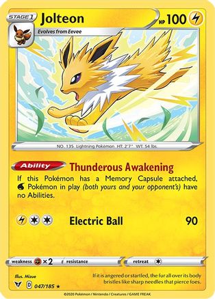 Jolteon 047/185 - Reverse Holofoil SWSH04 Vivid Voltage - Rare
