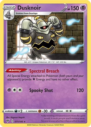 Dusknoir 071/185  - Reverse Holofoil SWSH04 Vivid Voltage - Holo Rare