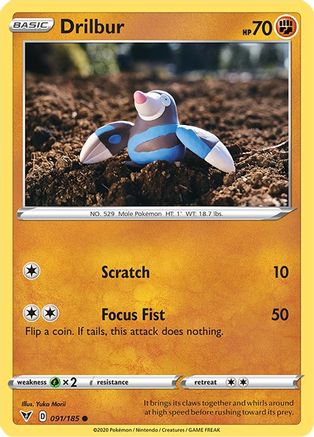 Drilbur 091/185  - Reverse Holofoil SWSH04 Vivid Voltage - Common
