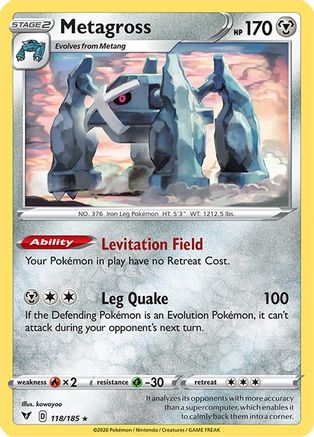 Metagross 118/185  - Reverse Holofoil SWSH04 Vivid Voltage - Rare