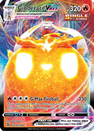 Cinderace VMAX 045/264 - Holofoil SWSH08 Fusion Strike - Ultra Rare