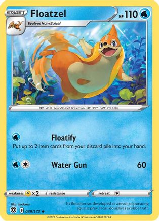 Floatzel 039/172 - Reverse Holofoil SWSH09 Brilliant Stars - Uncommon