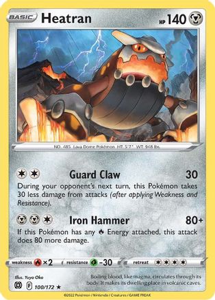 Heatran 100/172 - Reverse Holofoil SWSH09 Brilliant Stars - Rare