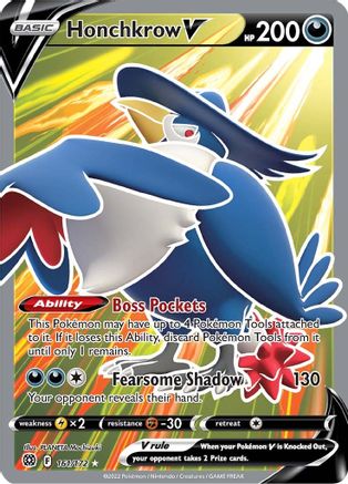 Honchkrow V (Full Art) 161/172 - Holofoil SWSH09 Brilliant Stars - Ultra Rare