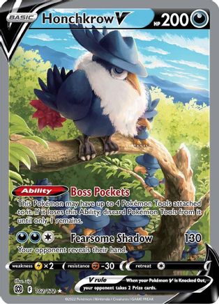 Honchkrow V (Alternate Full Art) 162/172 - Holofoil SWSH09 Brilliant Stars - Ultra Rare