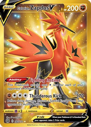 Galarian Zapdos V (Secret) 182/172 - Holofoil SWSH09 Brilliant Stars - Secret Rare