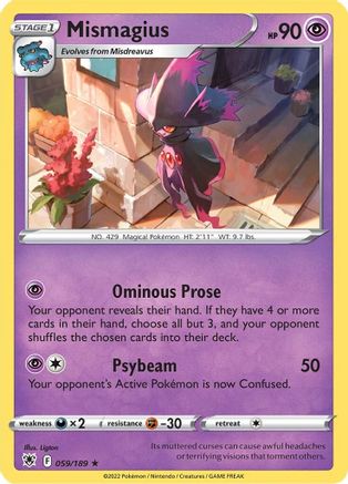 Mismagius 059/189  SWSH10 Astral Radiance - Rare
