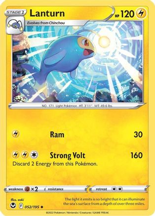Lanturn 052/195 - Reverse Holofoil SWSH12 Silver Tempest - Uncommon