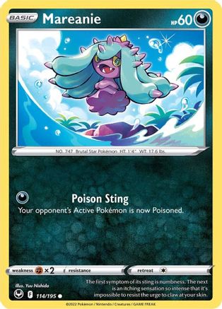 Mareanie 114/195  - Reverse Holofoil SWSH12 Silver Tempest - Common
