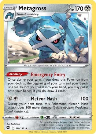 Metagross 119/195  - Holofoil SWSH12 Silver Tempest - Holo Rare
