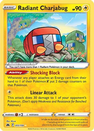Radiant Charjabug 051/159 - Holofoil Crown Zenith - Radiant Rare