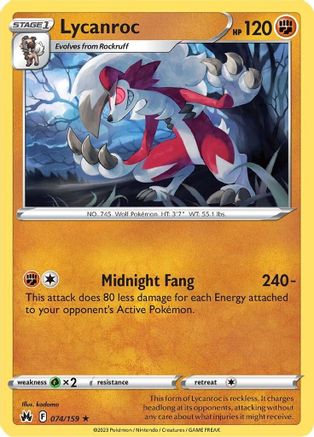 Lycanroc 074/159 Crown Zenith - Rare