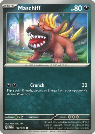 Maschiff 136/198 - Reverse Holofoil SV01 Scarlet & Violet Base Set - Common