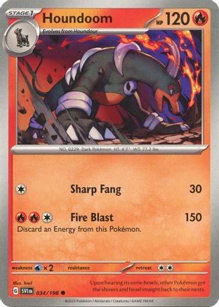 Houndoom 034/198 - Reverse Holofoil SV01 Scarlet & Violet Base Set - Common