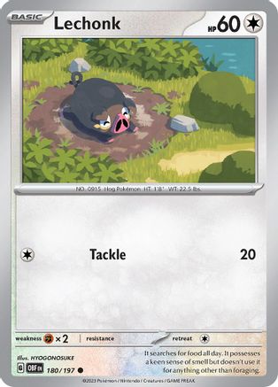 Lechonk 180/197 - Reverse Holofoil SV03 Obsidian Flames - Common