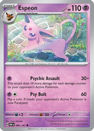 Espeon 086/197  SV03 Obsidian Flames - Uncommon
