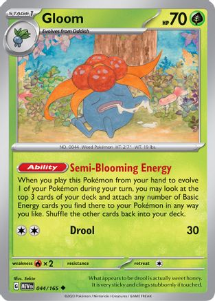 Gloom 044/165 - Reverse Holofoil SV Scarlet & Violet 151 - Uncommon