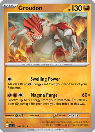Groudon 093/182 - Holofoil SV04 Paradox Rift - Rare