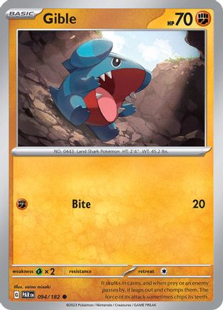 Gible 094/182 - Reverse Holofoil SV04 Paradox Rift - Common