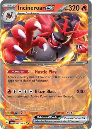 Incineroar ex 034/162 - Holofoil SV05 Temporal Forces - Double Rare