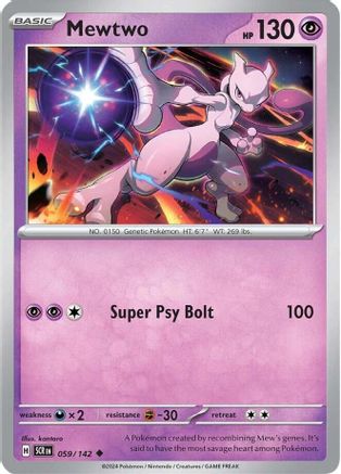 Mewtwo 059/142  - Reverse Holofoil SV07 Stellar Crown - Uncommon