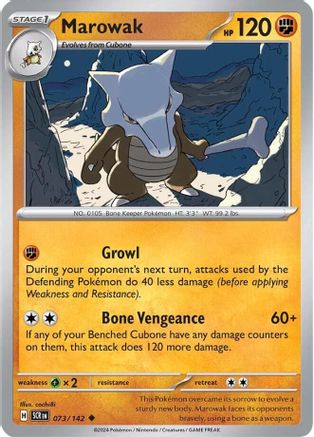 Marowak 073/142 - Reverse Holofoil SV07 Stellar Crown - Uncommon