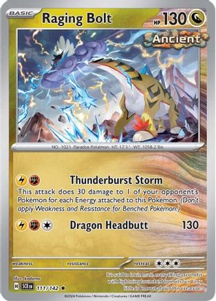 Raging Bolt 111/142 - Reverse Holofoil SV07 Stellar Crown - Rare