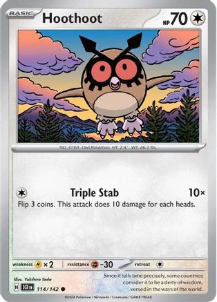 Hoothoot 114/142 - Reverse Holofoil SV07 Stellar Crown - Common