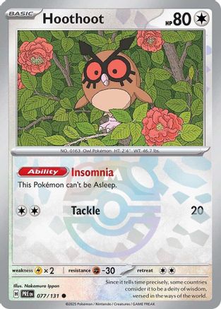 Hoothoot (Master Ball Pattern) 077/131 - Holofoil SV Prismatic Evolutions - Common