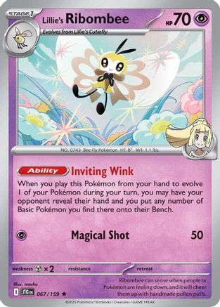 Lillie's Ribombee 067/159 - Reverse Holofoil SV09 Journey Together - Rare