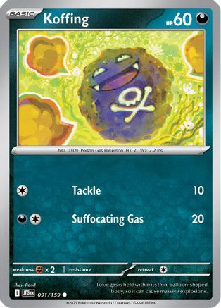 Koffing 091/159 - Reverse Holofoil SV09 Journey Together - Common