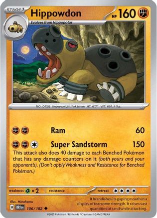 Hippowdon 106 - Reverse Holofoil SV10 Destined Rivals - Uncommon