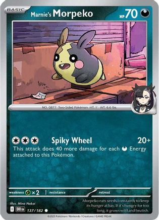 Marnie's Morpeko 137 - Reverse Holofoil SV10 Destined Rivals - Common