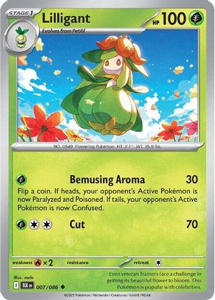Lilligant 007/086 - Reverse Holofoil SV Black Bolt - Uncommon
