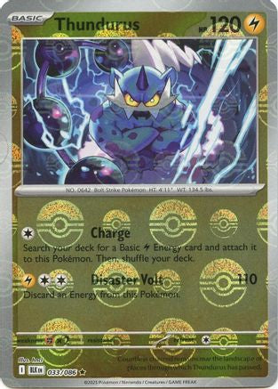 Thundurus (Poke Ball Pattern) 033/086 - Holofoil SV Black Bolt - Rare