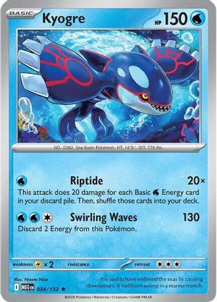 Kyogre 034 - Reverse Holofoil ME01 Mega Evolution - Rare