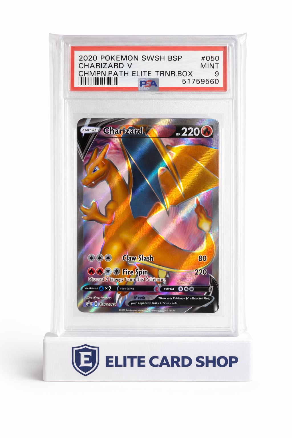 2020 Pokémon Charizard V #050 Champion’s Path – PSA 9 Mint