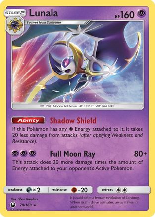 Lunala 070  - Reverse Holofoil SM  Celestial Storm - Holo Rare