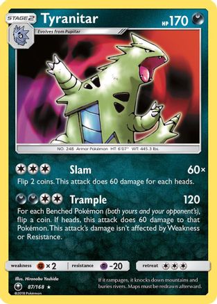 Tyranitar 087/168  - Holofoil SM  Celestial Storm - Holo Rare