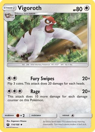 Vigoroth 114  - Reverse Holofoil SM  Celestial Storm - Uncommon