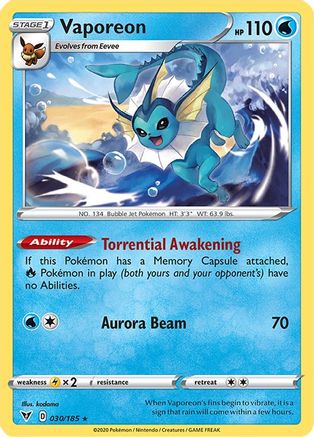 Vaporeon 030/185  SWSH04 Vivid Voltage - Rare