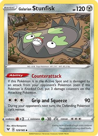 Galarian Stunfisk 125/185  - Reverse Holofoil SWSH04 Vivid Voltage - Uncommon