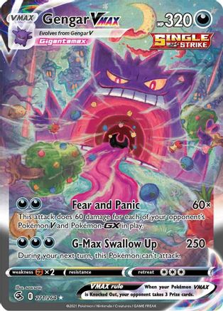 Gengar VMAX (Alternate Art Secret) 271/264  - Holofoil SWSH08 Fusion Strike - Secret Rare