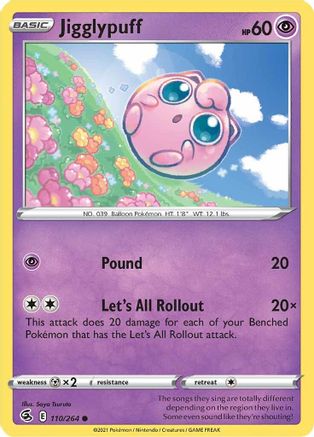 Jigglypuff 110/264  - Reverse Holofoil SWSH08 Fusion Strike - Common