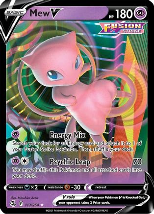 Mew V 113/264  - Holofoil SWSH08 Fusion Strike - Ultra Rare