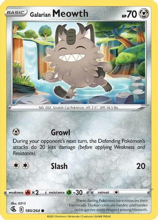 Galarian Meowth 180/264  SWSH08 Fusion Strike - Common