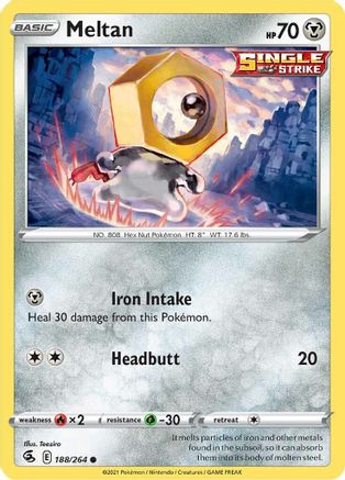 Meltan 188/264  - Reverse Holofoil SWSH08 Fusion Strike - Common
