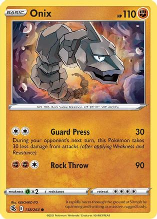 Onix 138/264  - Reverse Holofoil SWSH08 Fusion Strike - Common