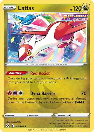 Latias 193/264  - Reverse Holofoil SWSH08 Fusion Strike - Rare